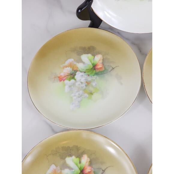Eagle China Austria Bread Plate White Grapes Porcelain 6 1/4" Gold Trim x6 - Picture 4 of 15
